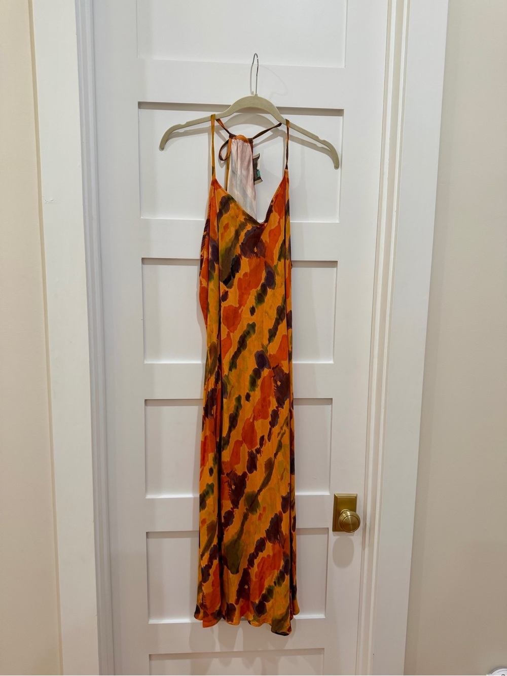Anthropologie Orange Tie-Dye Slip Maxi Dress